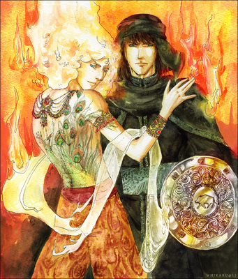 celestialfire
Joint doujinshi project with the lovely MissParaphilia!  Dorian is a Djinn and Klaus is a general with a mission!

Medium: Ink + Watercolor + (touchups) Photoshop
